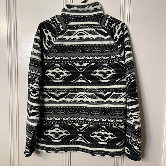 EDDIE BAUER Lightweight Aztec Print Fleece Half Zip black‎ white Size L - Picture 8 of 10